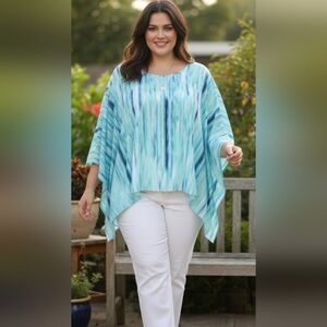 CATO Peacock Colors Poncho Top Size L